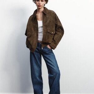 Zara Leather Suede Zip Jacket